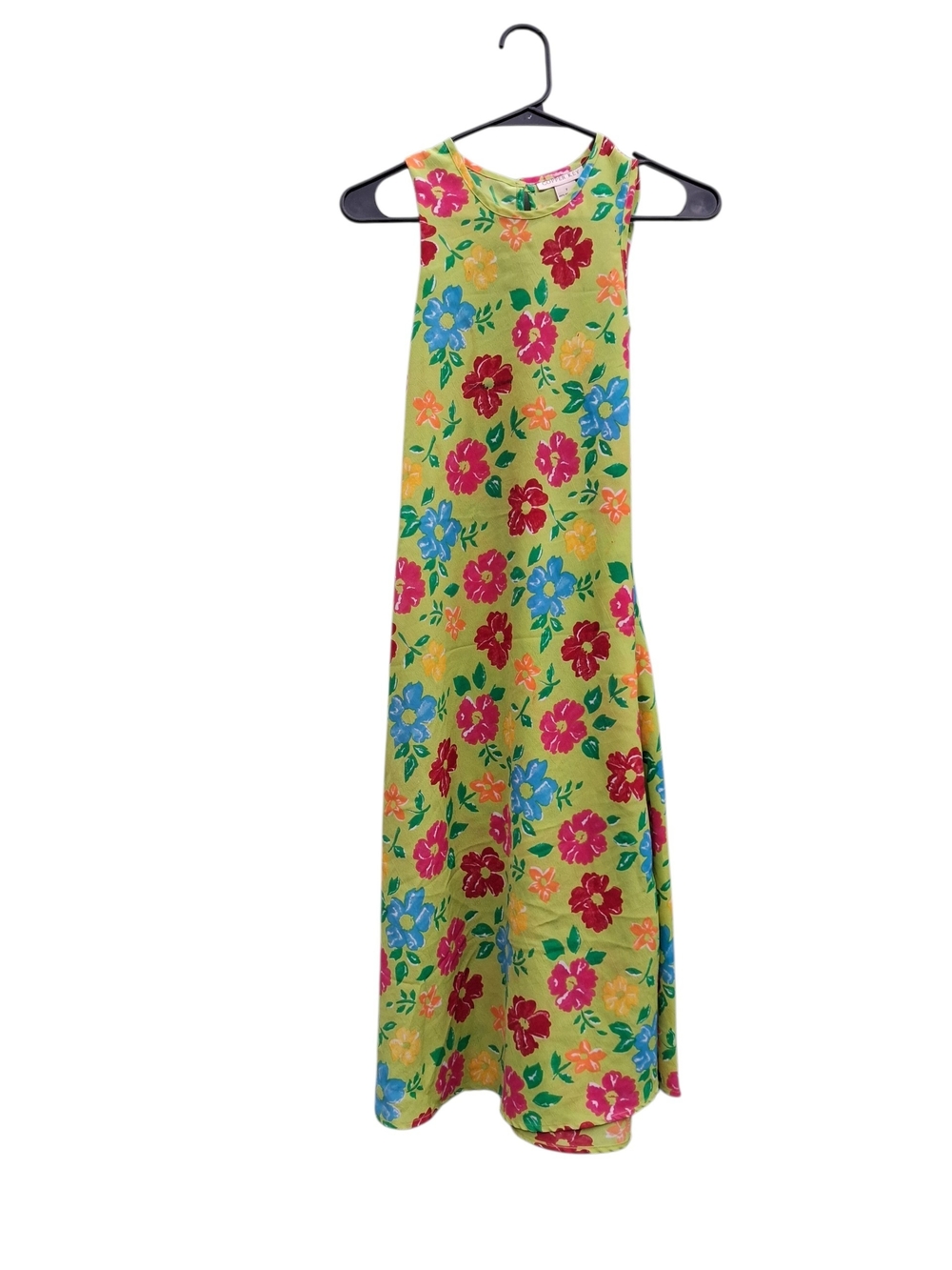 Copper Key Green Floral Maxi Dress with Pink & Blue Blooms